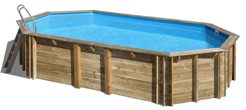 Piscina elevada de madera GRE Orange ovalada 755x456x146 - Ref. 800007