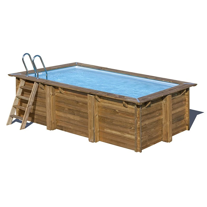 Piscina elevada de madera GRE Marbella 2 rectangular 420x270x117 - Ref. 7900962