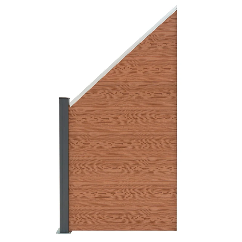 Kit Clôture Panneau Composite Incliné - Marron