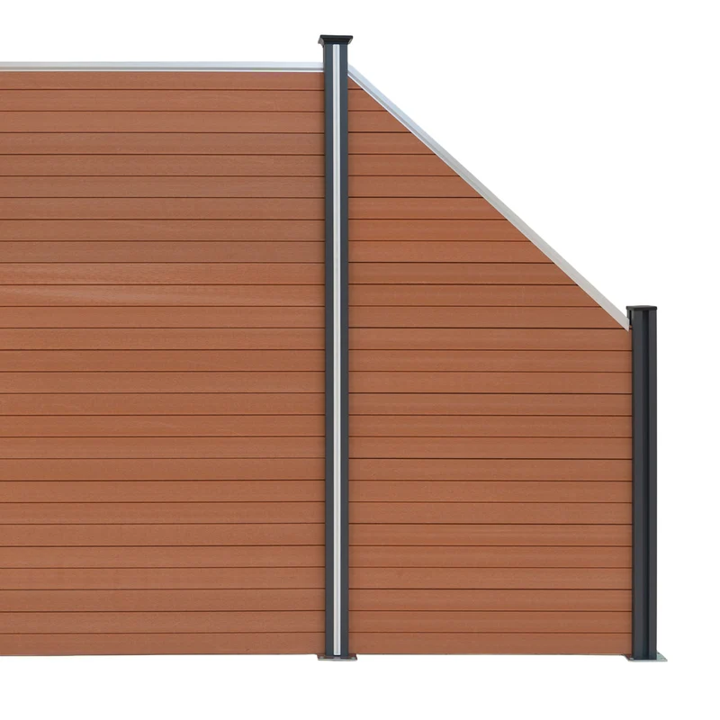 Kit Clôture Panneau Composite Incliné - Marron