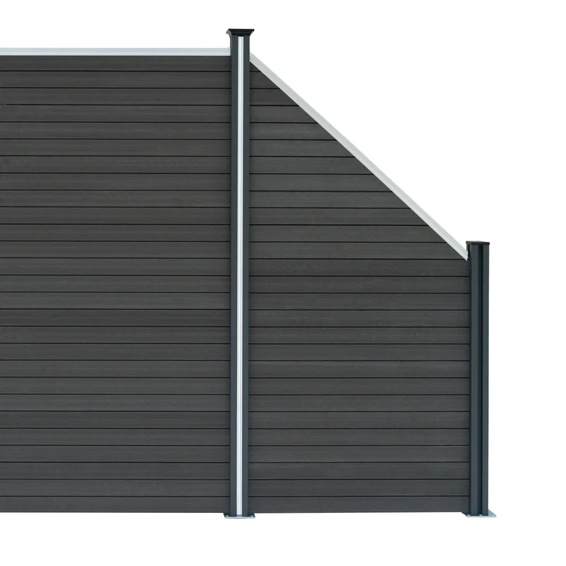 Kit Clôture Panneau Composite Incliné - Gris