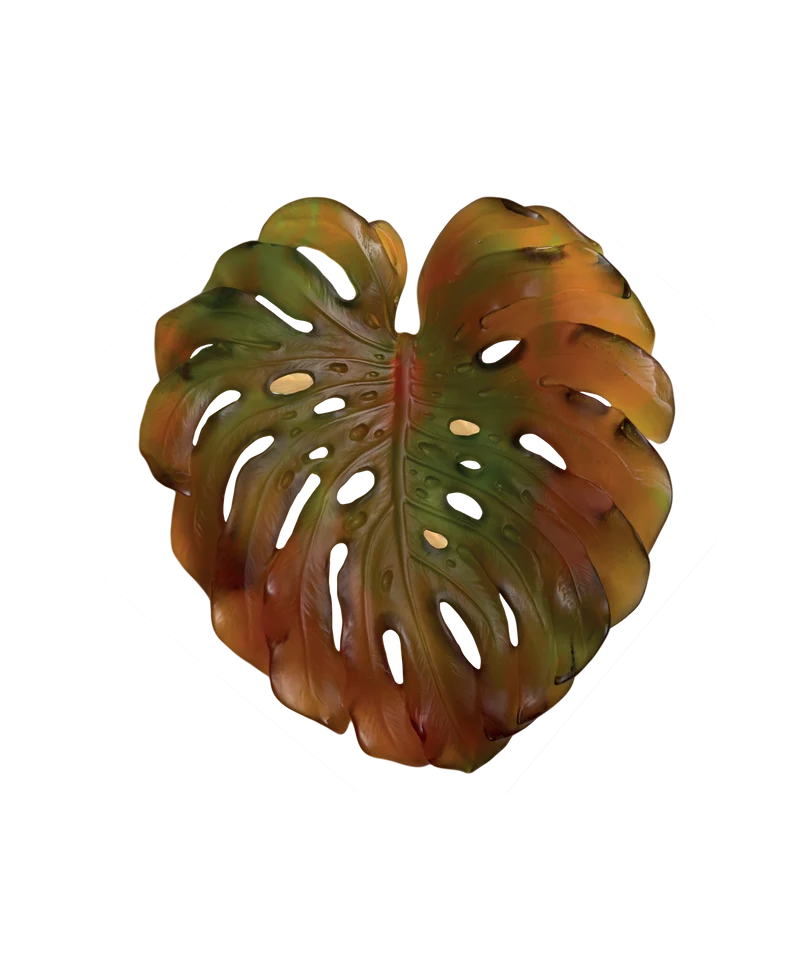Monstera Feuille murale petit modèle - fixation longue Ambre de Emilio Robba