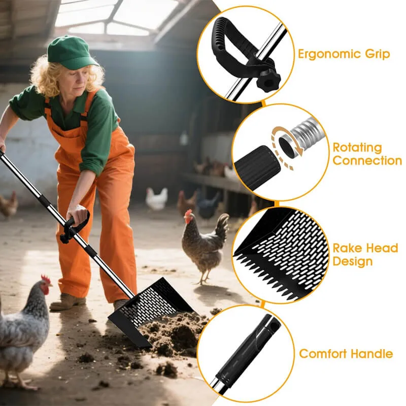 3 in 1 Metal Poop Scooper & Rake & Screen, For Chickens, Dogs, Horses, and Cats