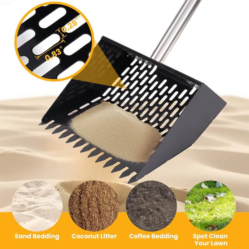 3 in 1 Metal Poop Scooper & Rake & Screen, For Chickens, Dogs, Horses, and Cats