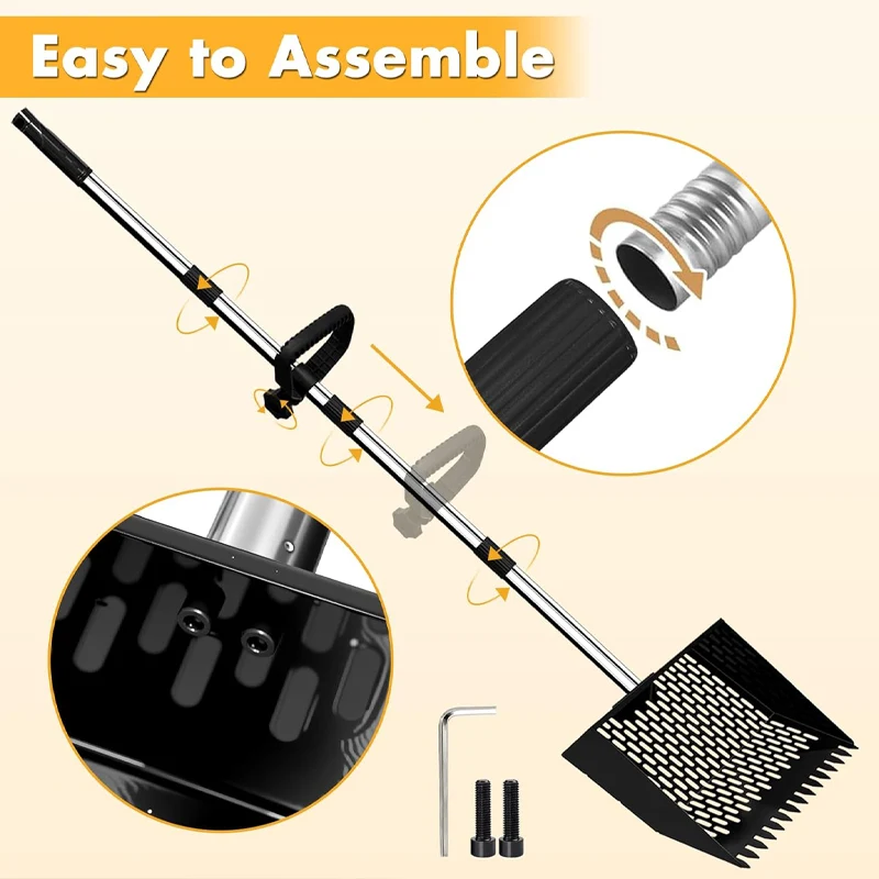 3 in 1 Metal Poop Scooper & Rake & Screen, For Chickens, Dogs, Horses, and Cats
