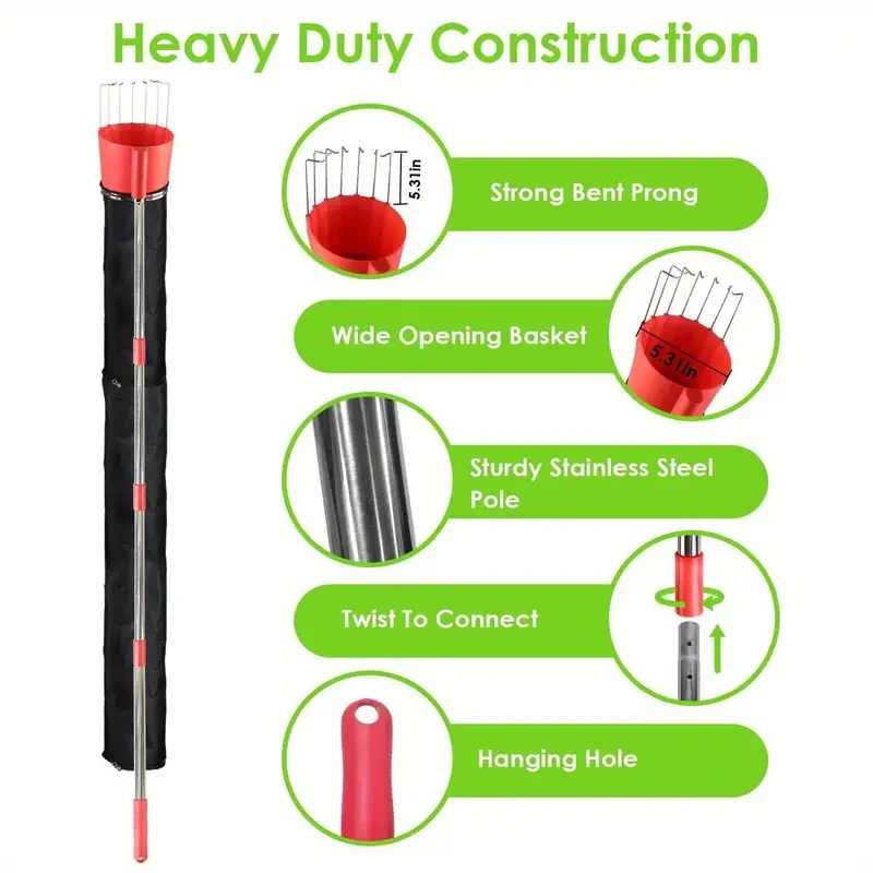13FT High Reach Fruit Picker Pole with Harvest Bag