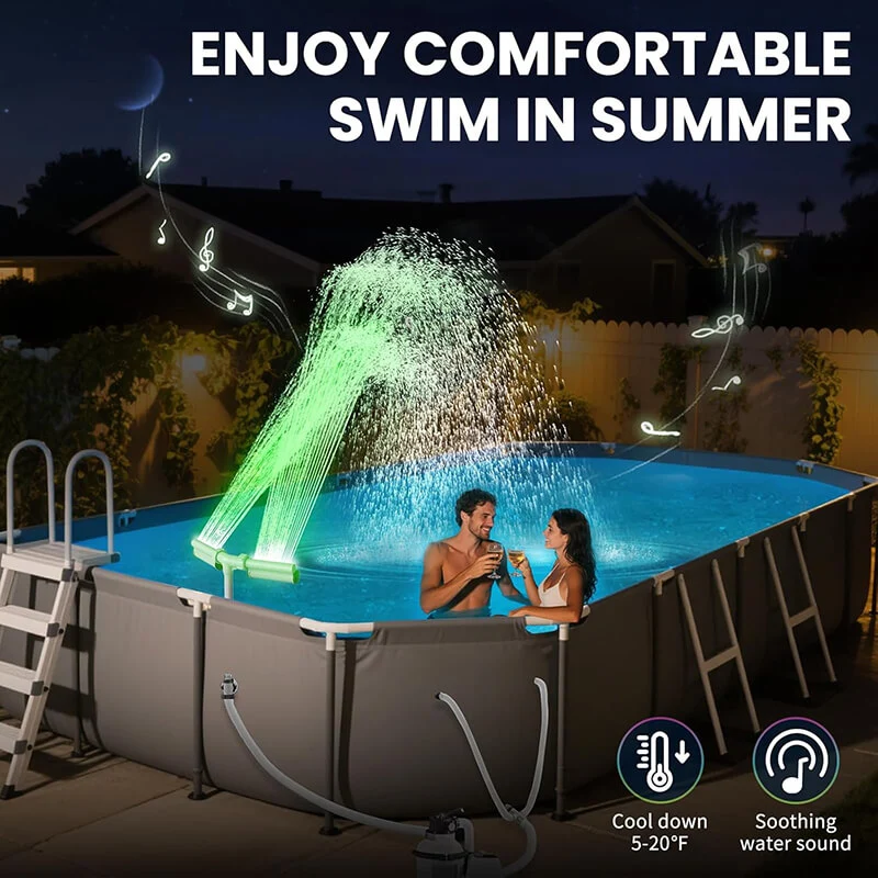 Solar Pool Fountain with Lights