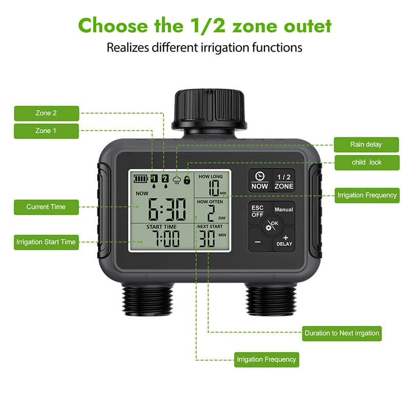 16-Nozzle Oscillating Sprinkler with 4 Adjustable Spray Modes