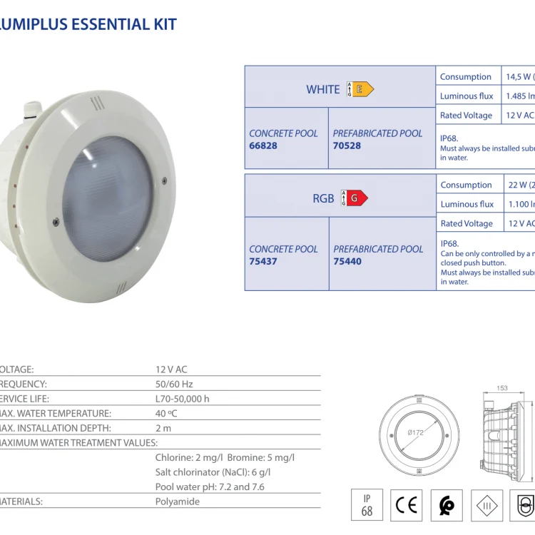 Astralpool - Kit proyector LED LumiPlus Essential PAR56 piscina hormigón
