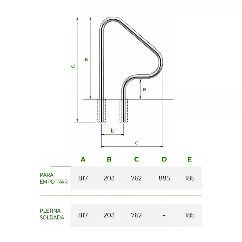 Salida piscina 4 curvas acero inoxidable AISI 316 QP 520196