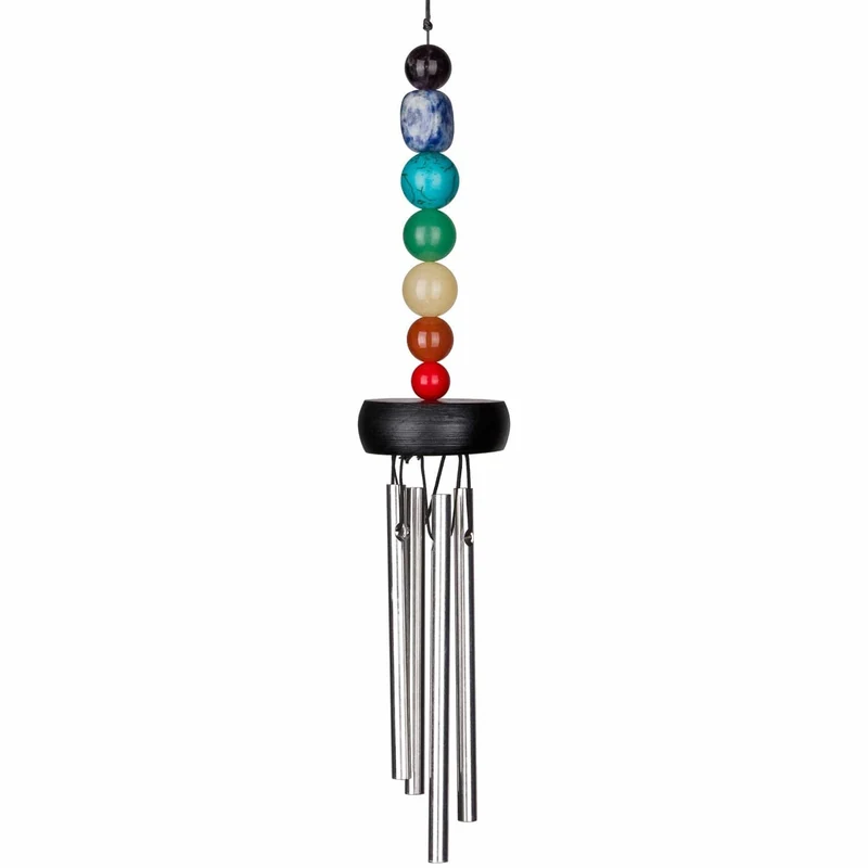 Carillon à vent 7 Chakras Mini - 30 cm - 4 baguettes et 7 pierres