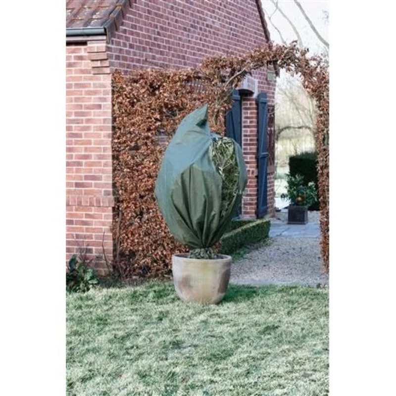Housse d'hivernage incl. cordelette de serrage / zip de fermeture - PP, vert, 70 g/m² - Ø150 cm x 2,00 m
