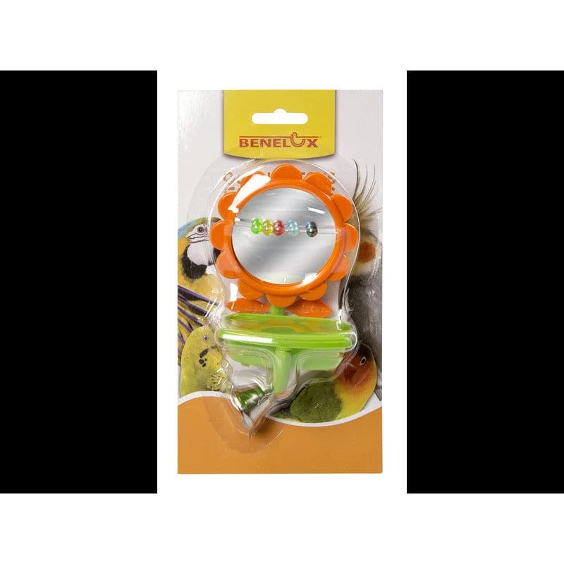 MIROIR FLEUR EN PLASTIQUE AVEC CLOCHE & MANGEOIRE