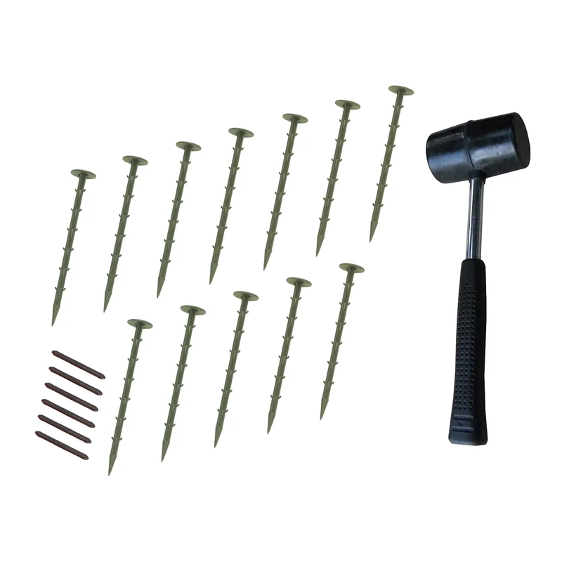 Lot de 14 Bordures de Jardin Flexibles en Caoutchouc 1,2 m & Maillet - Vert