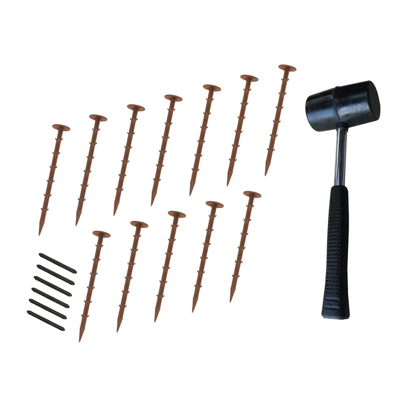 Lot de 36 Bordures de Jardin Flexibles en Caoutchouc 1,2 m & Maillet - Terre Cuite