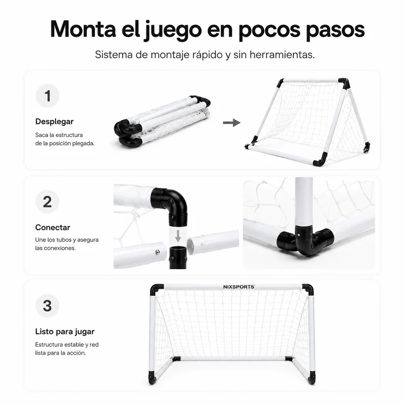 Portería De Fútbol Plegable Con Red Resistente Y Bolsa De Transporte