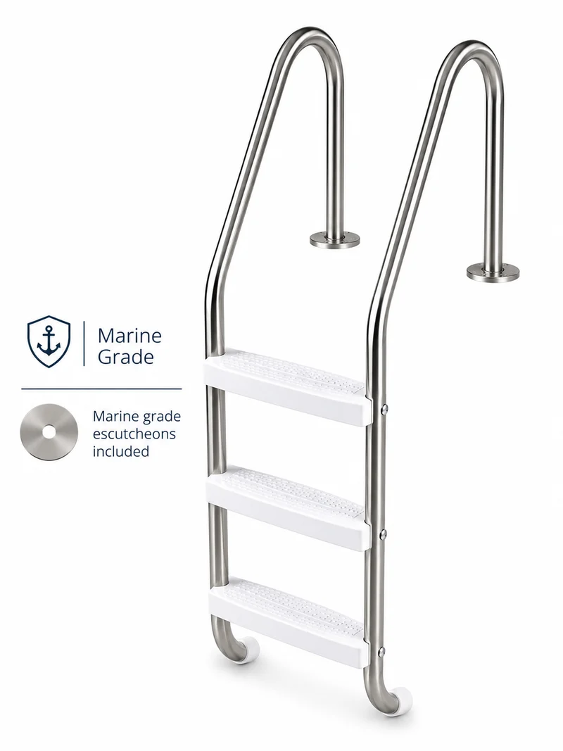 Échelle 3 marches pour piscine creusée Northern Stainless – Acier inoxydable de grade marin