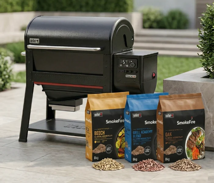 Kit Grelhador a Pellets Weber Searwood XL + 3 Pellets Weber 8kg (Blend, Carvalho e Faia)