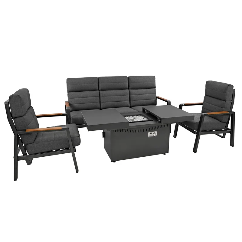 Salon de Jardin Inclinable 5 Places avec Brasero