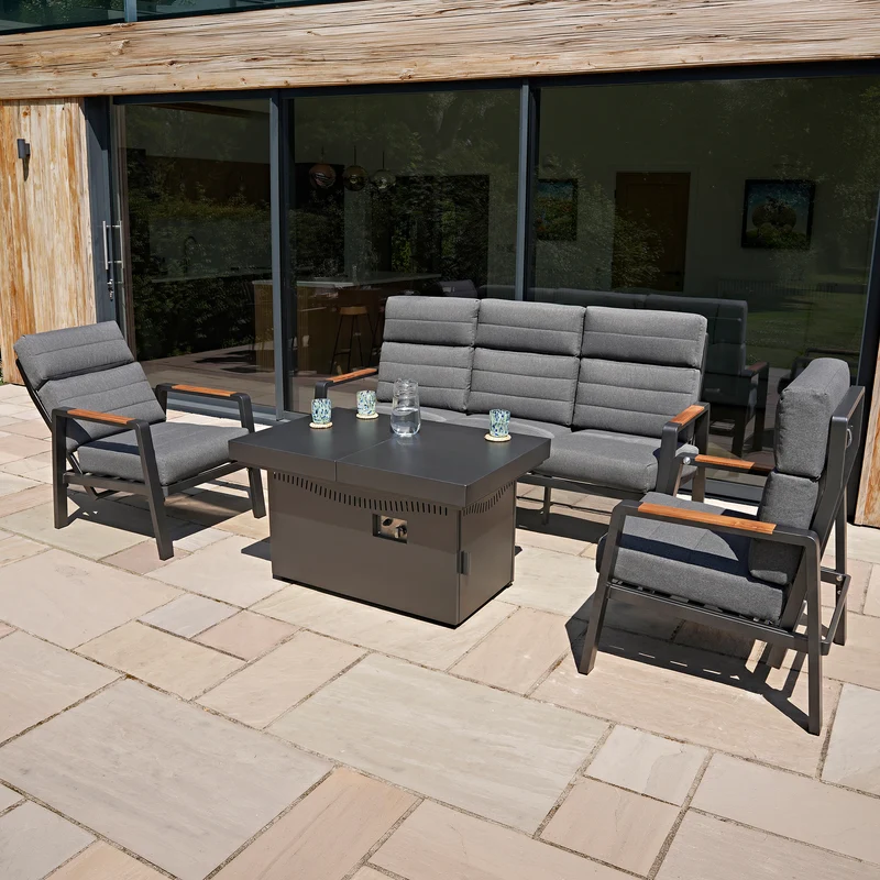 Salon de Jardin Inclinable 5 Places avec Brasero