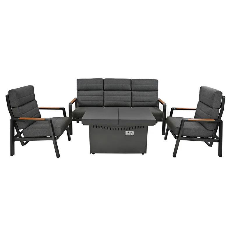 Salon de Jardin Inclinable 5 Places avec Brasero
