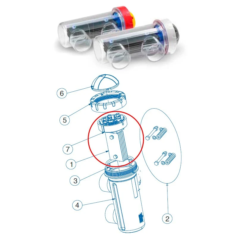 Electrodo célula Idegis Tecno 12 DT-40 R-462 para clorador salino