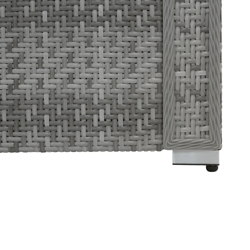 Salon de Jardin Modulaire en Rotin Gris - 7 Pièces