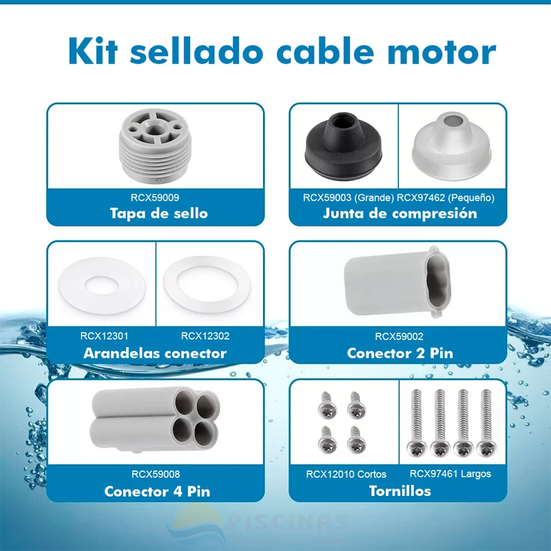 Kit sellado cable motor limpiafondos Hayward