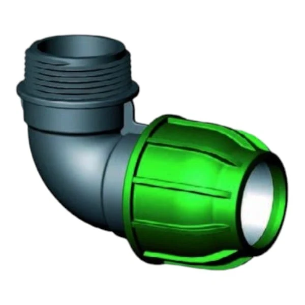 PP Raccord de Serrage Coude 90° Mâle – Coude Compression Fileté Extérieur