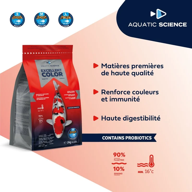 Aquatic Science Excellent Color Small 5kg - Nourriture Premium pour carpes koïs qui renforcent les couleurs