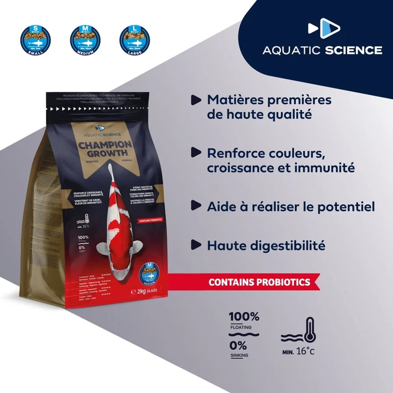 Champion Growth LARGE 9.5kg - Aquatic Science - Nourriture Premium pour Carpes Koïs