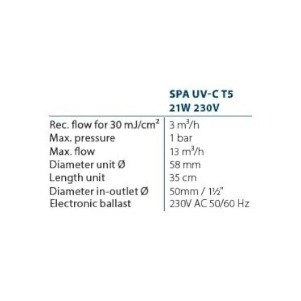 Blue Lagoon Spa UV-C T5 21 watt