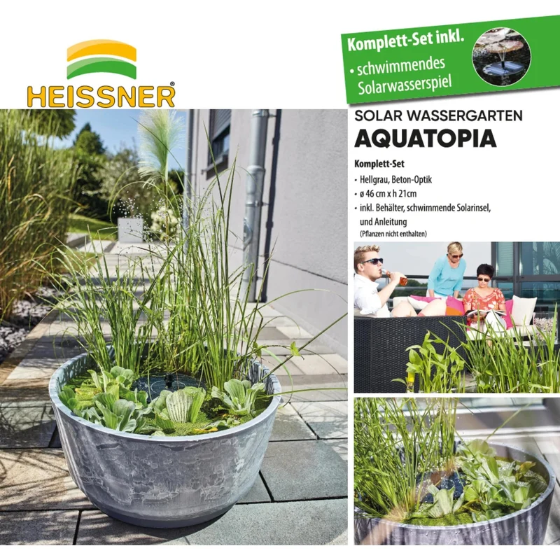 Aquigarden Patio Pond Solar avec Pompe de Fontaine - Bassin de terrasse
