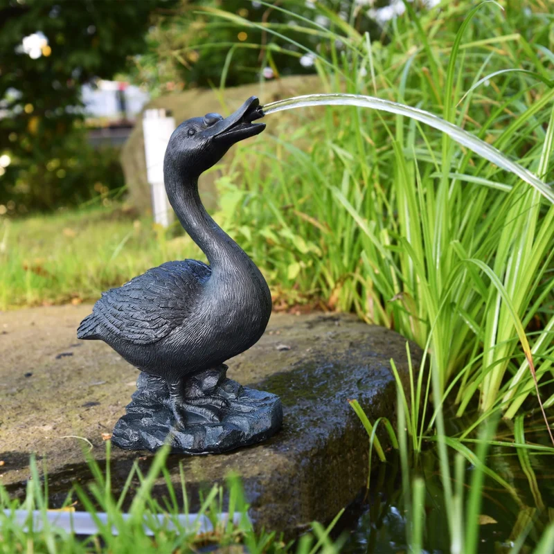 Statue de Bassin Cracheur Oie Décorative - 26 x 16 x 36 cm – Déco de Jardin - Oie
