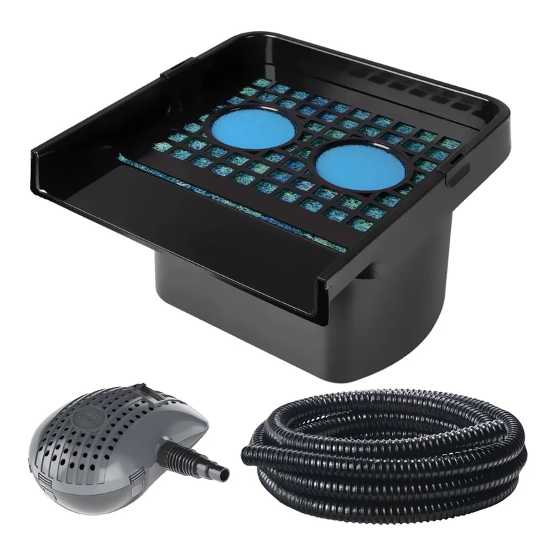 Kit Filtre Cascade pour Bassin avec Pompe 3300 l/h et Tuyau 5 m - Cable 10M