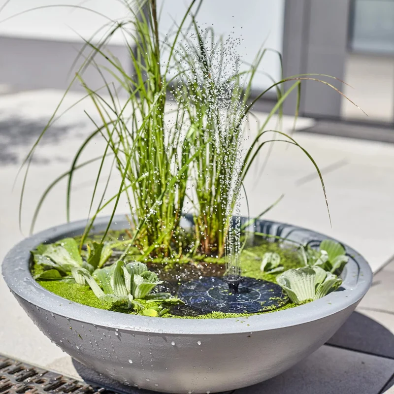 Jardin d'eau Solaire - Lotus Garden Kit avec Fontaine - 58 X 58 X 18CM - Gris
