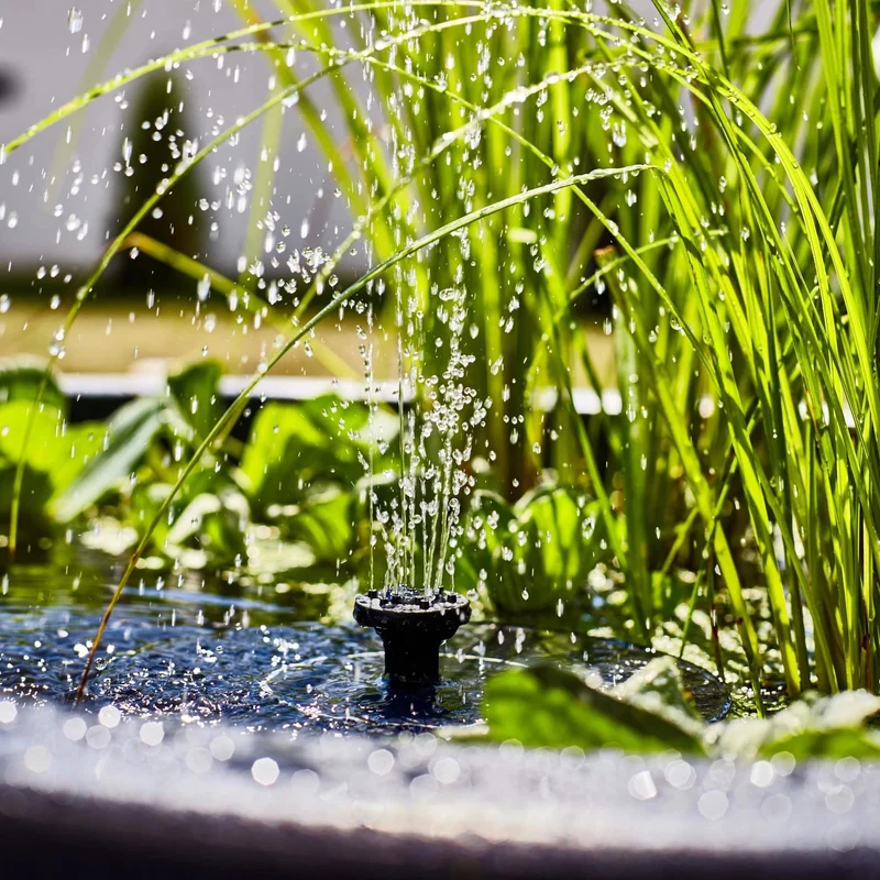 Jardin d'eau Solaire - Lotus Garden Kit avec Fontaine - 58 X 58 X 18CM - Gris