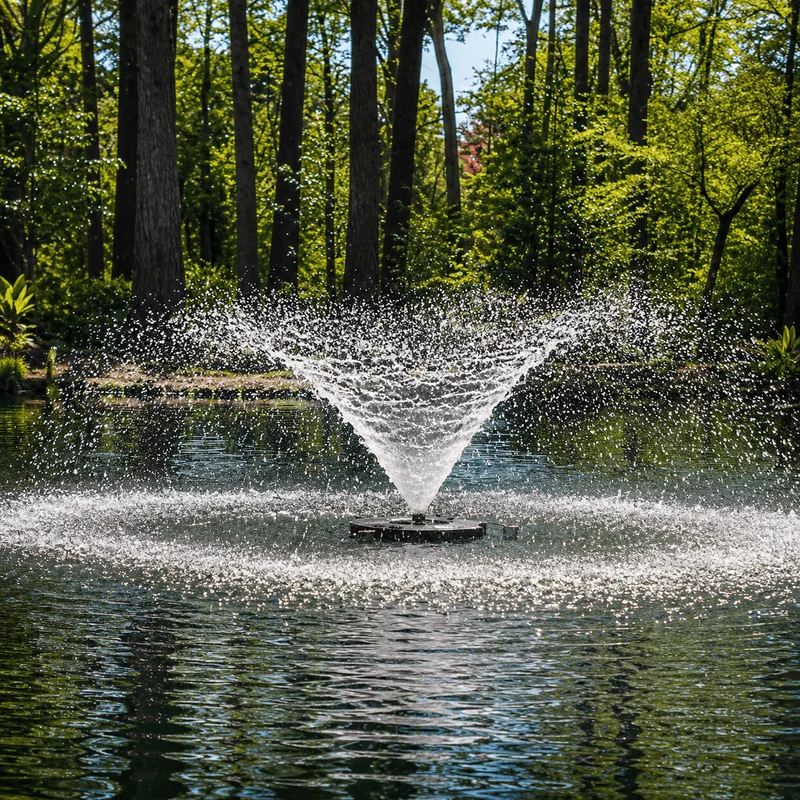 Aquaforte Fontaine flottante professionnelle 600W – 3 jets interchangeables – Aération & décoration pour étangs jusqu'à 1500 m²