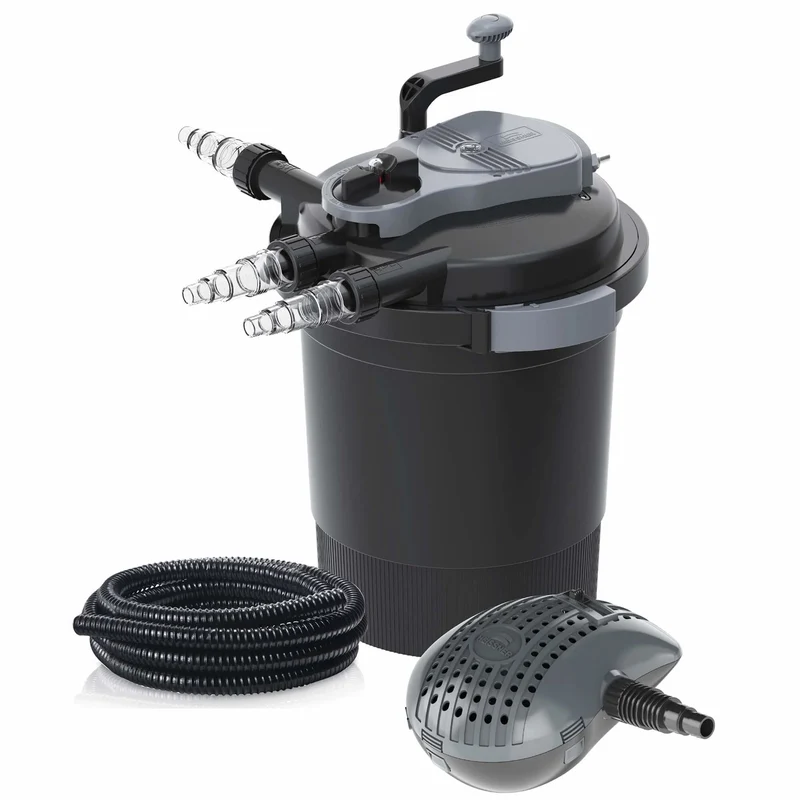 Heissner Filtre à Pression FPU20000-00 avec Pompe, UV-C 24W et Tuyau – Kit de Filtration Haute Performance pour Grand Bassin