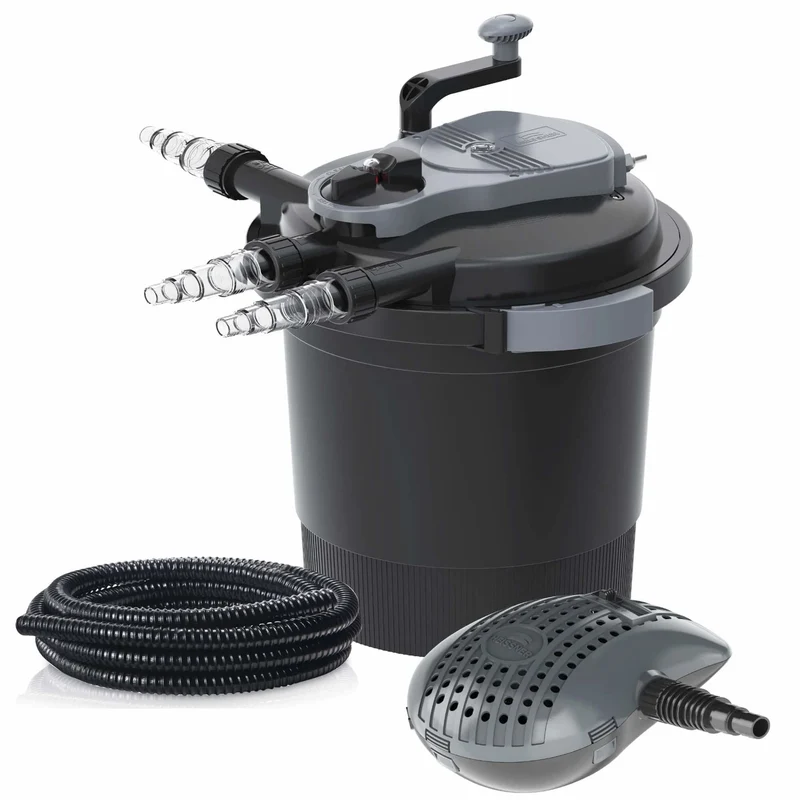 Heissner Filtre à Pression FPU10000-00 avec Pompe, UV-C 11W et Tuyau – Kit de Filtration Complet pour Bassin