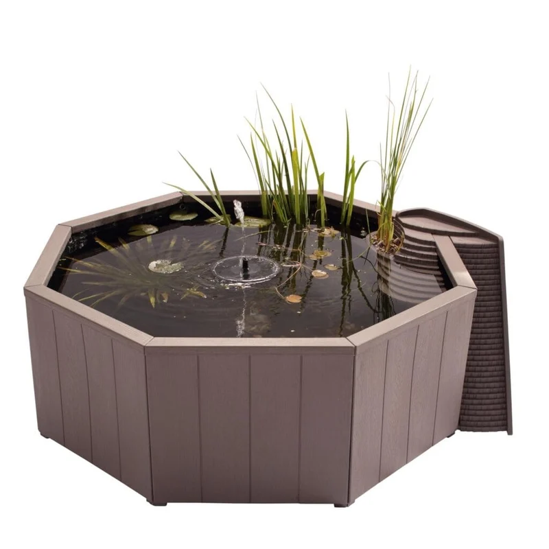 Bassin hors sol de 190L - Kit complet avec jet d'eau solaire & bac de plante + échelle à grenouille - Aquigarden