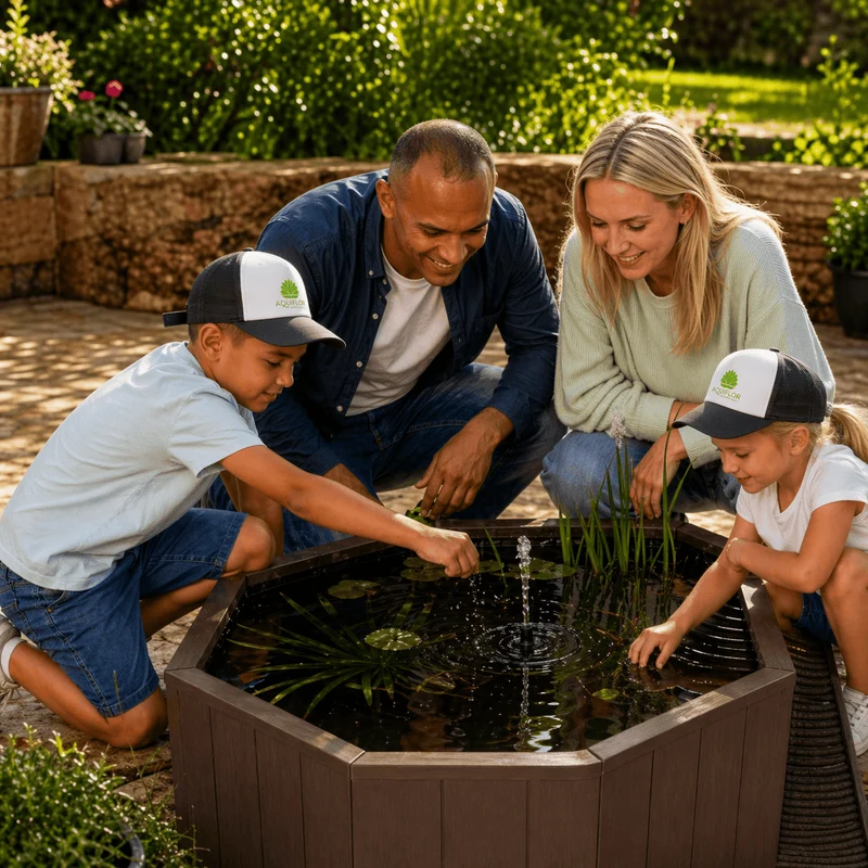 Bassin hors sol de 190L - Kit complet avec jet d'eau solaire & bac de plante + échelle à grenouille - Aquigarden