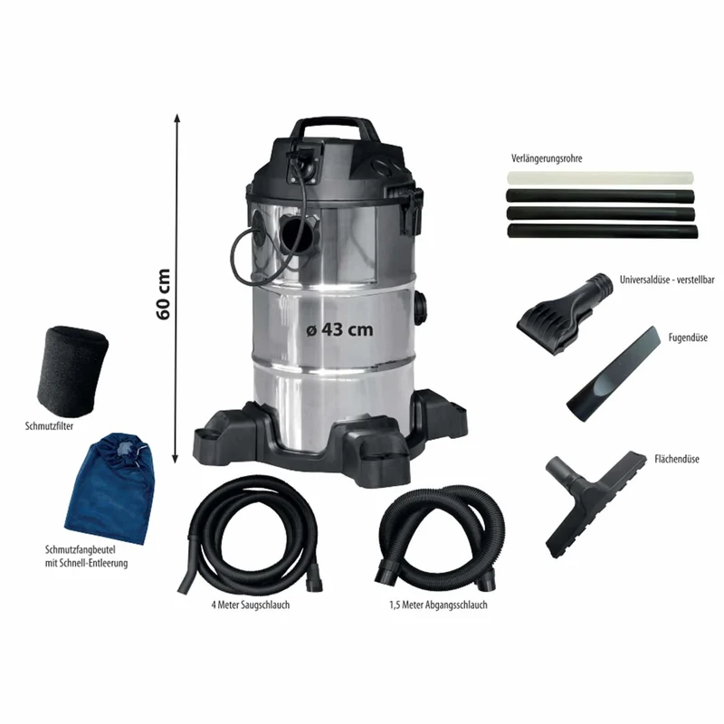 Aspirateur Inox Pro pour étang et bassin - Fonctionne NON-STOP 1400W - Vase et boues de l’etang