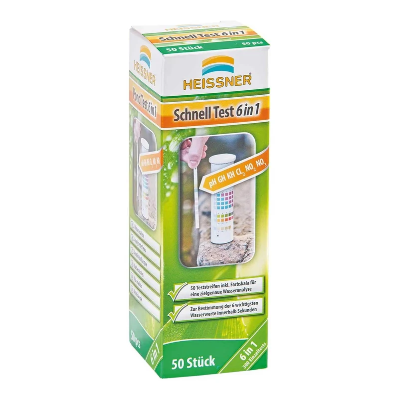 Test Rapide Eau de Bassin 6 en 1 – Kit d’Analyse pH, GH, KH, Chlore, Nitrites (NO2) et Nitrates (NO3)