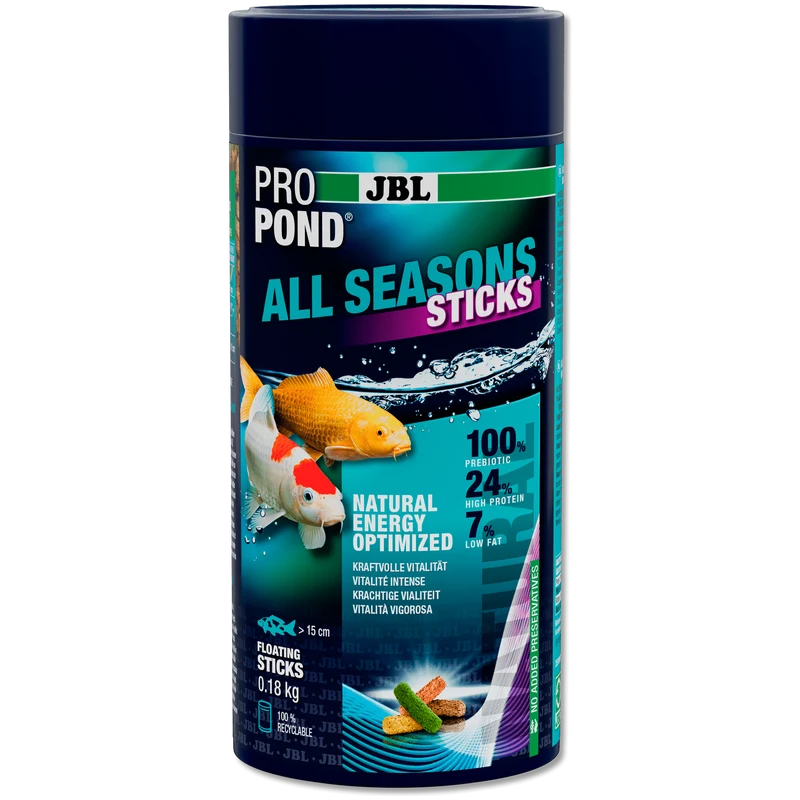 JBL ProPond All Seasons Sticks - 1L/0.18kg - Bâtonnets 4 saisons pour carpes koï et autres poissons de bassin