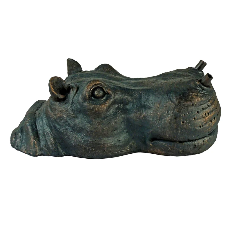 Fontaine Tête d’hippopotame - Gargouille flottante & Cracheur pour petit jeu d’eau (11 cm)