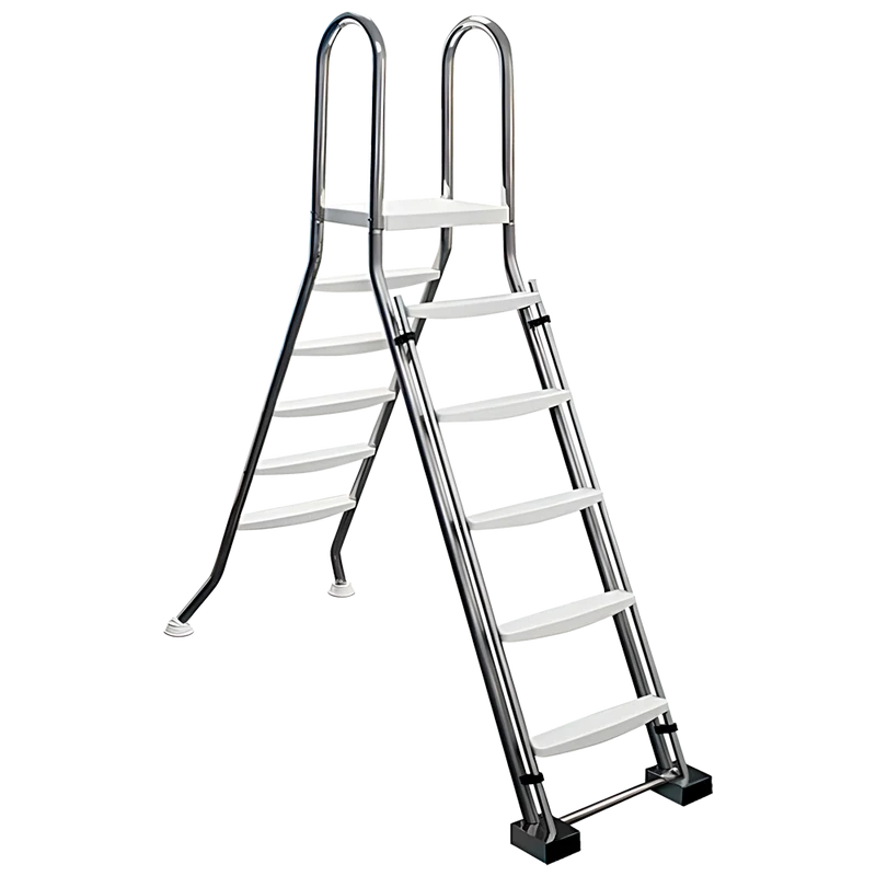 Escalera seguridad piscina elevada con plataforma AISI 304 altura 120 cm Ref. 67657