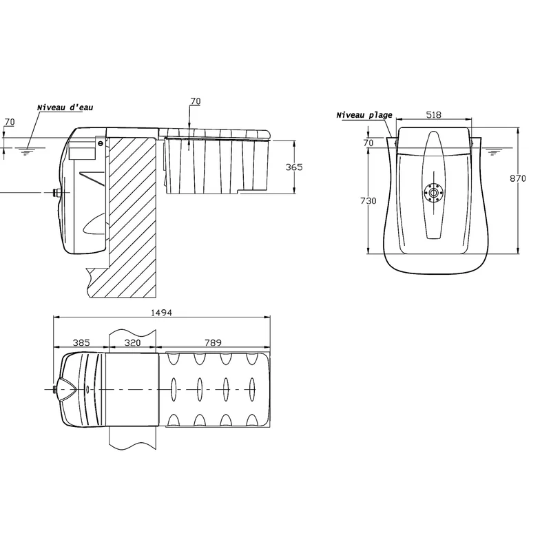 Filtration MX18 Filtrinov sans by-pass : groupe hors-bord compact