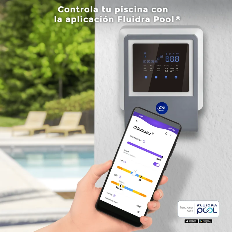 Gre Clorador salino con control pH para piscinas Clorador salino para piscina