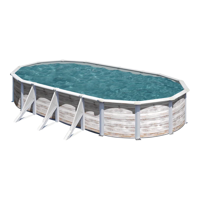 Piscina desmontable ovalada GRE 730x375x120 cm con depuradora de arena KIT730N